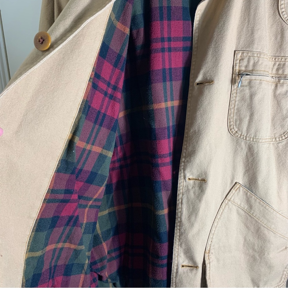 L.L. Bean Men's XL Tan Barn Jacket with Green Collar - Picture 9 of 14